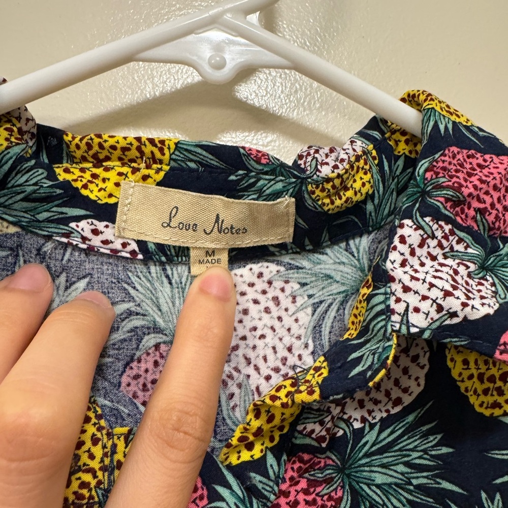 Love Notes Tropical Colorful Pineapple Button Down Shirt - Picture 2 of 6